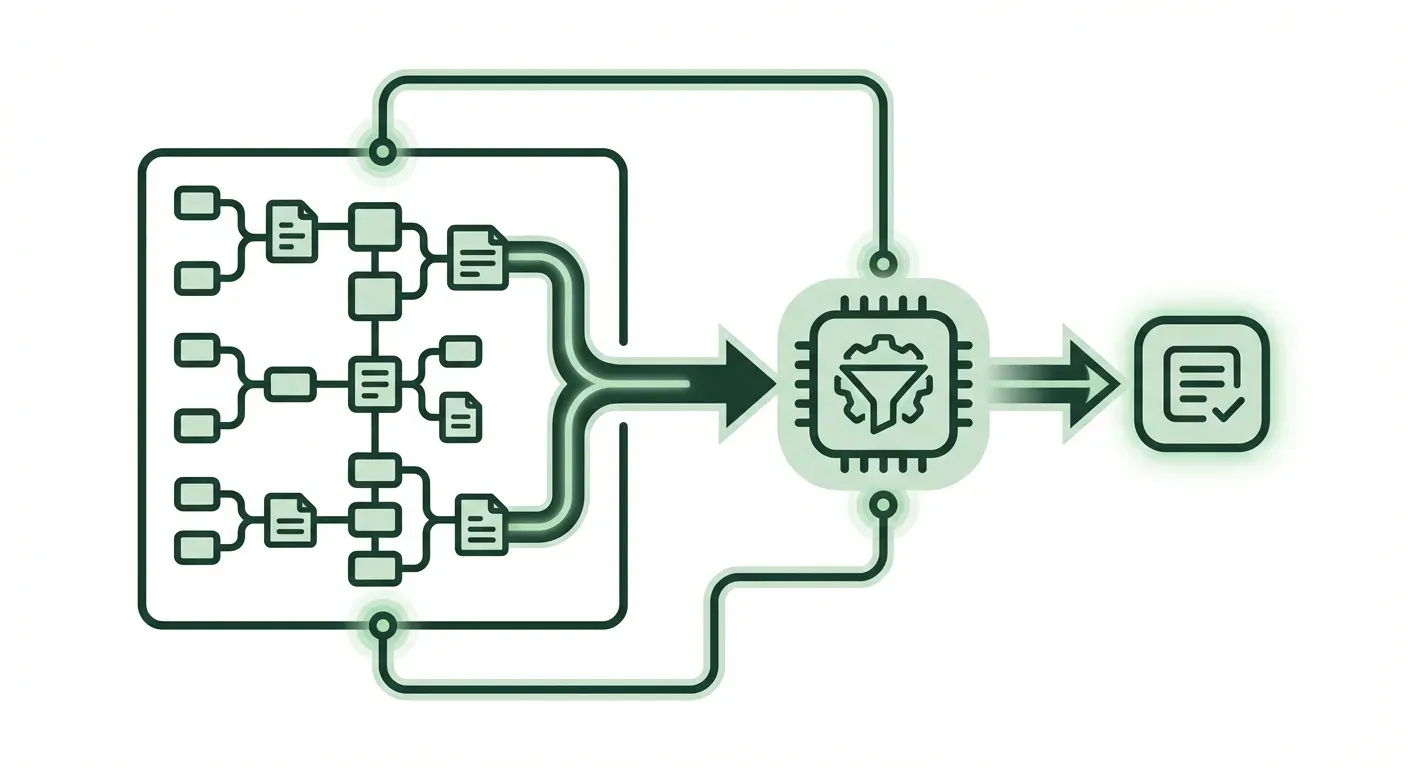 TL;DR text concept with magnifying glass highlighting key points on digital document for content automation